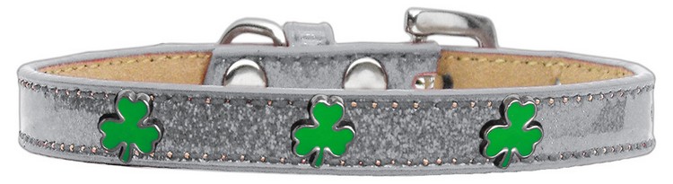 Shamrock Widget Dog Collar Silver Ice Cream Size 12